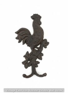 Vintage-Cast-Iron-Rooster-Double-Wall-Hook