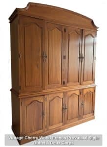 Vintage-Cherry-Wood-French-Provincial-Style-Buffet-Deux-Corps