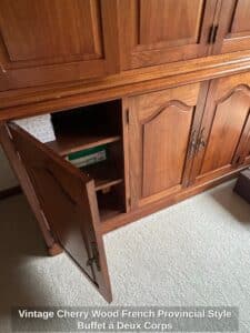 Vintage-Cherry-Wood-French-Provincial-Style-Buffet-Deux-Corps-fourth-image