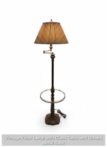 Vintage-Floor-Lamp-with-Glass-Table-and-Ornate-Metal-Base