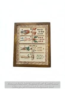 Vintage-Folk-Art-Capital-Fun-Card-Game-Lithograph-Framed-Keepsake-Box