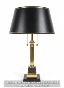 Vintage-French-Empire-Brass-Italian-Black-Marble-Column-Table-Lamp