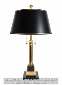 Vintage-French-Empire-Brass-Italian-Black-Marble-Column-Table-Lamp-second-image