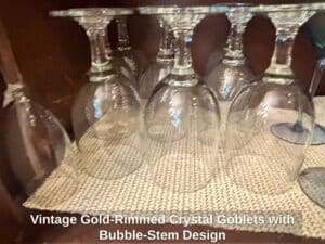 Vintage-Gold-Rimmed-Crystal-Goblets-with-Bubble-Stem-Design-fifth-image