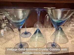 Vintage-Gold-Rimmed-Crystal-Goblets-with-Bubble-Stem-Design-second-image