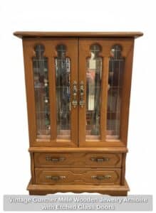Vintage-Gunther-Mele-Wooden-Jewelry-Armoire-with-Etched-Glass-Doors