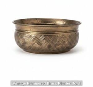Vintage-Hammered-Brass-Planter-Bowl