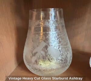 Vintage-Heavy-Cut-Glass-Starburst-Ashtray