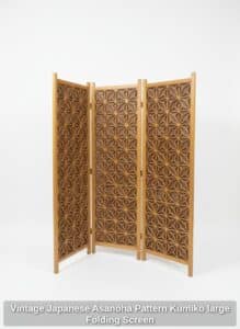 Vintage-Japanese-Asanoha-Pattern-Kumiko-large-Folding-Screen-second-image