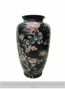 Vintage-Japanese-Black-Porcelain-Chrysanthemum-Vase