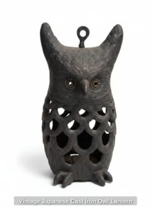 Vintage-Japanese-Cast-Iron-Owl-Lantern