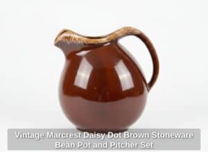 Vintage-Marcrest-Daisy-Dot-Brown-Stoneware-Bean-Pot-and-Pitcher-Set-second-image