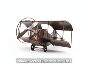 Vintage-Metal-Biplane-Music-Box