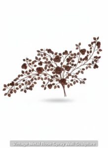 Vintage-Metal-Rose-Spray-Wall-Sculpture