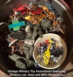 Vintage-Military-Toy-Assortment-featuring-Britains-Ltd.-Jeep-and-MPC-Model-Kits-second-image
