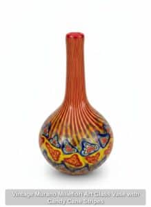 Vintage-Murano-Millefiori-Art-Glass-Vase-with-Candy-Cane-Stripes