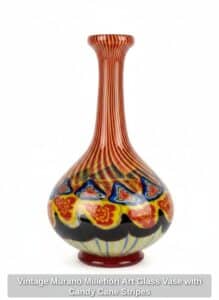 Vintage-Murano-Millefiori-Art-Glass-Vase-with-Candy-Cane-Stripes-second-image