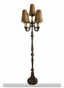 Vintage-Ornate-Metal-Candelabra-Floor-Lamp