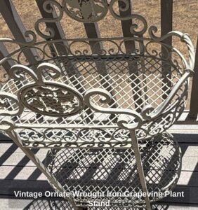 Vintage-Ornate-Wrought-Iron-Grapevine-Plant-Stand