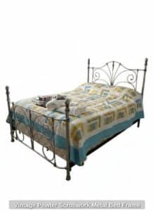 Vintage-Pewter-Scrollwork-Metal-Bed-Frame