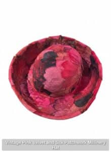 Vintage-Pink-Velvet-and-Silk-Patchwork-Millinery-Hat-second-image