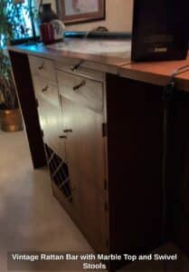 Vintage-Rattan-Bar-with-Marble-Top-and-Swivel-Stools-fourth-image