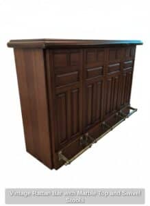 Vintage-Rattan-Bar-with-Marble-Top-and-Swivel-Stools-second-image