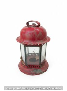 Vintage-Red-Metal-Lantern-Candy-Container