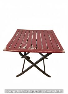 Vintage-Red-Slat-Top-Folding-Garden-Table