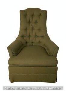 Vintage-Tufted-Green-Velvet-Swivel-Armchair