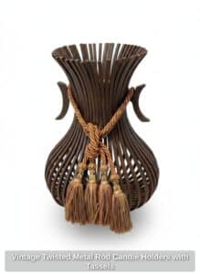 Vintage-Twisted-Metal-Rod-Candle-Holders-with-Tassels-third-image
