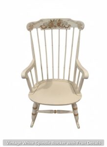 Vintage-White-Spindle-Rocker-with-Fruit-Decals