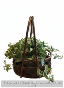 Vintage-Wicker-Handle-Basket-with-Wrought-Iron-Stand