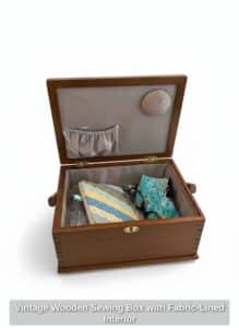 Vintage-Wooden-Sewing-Box-with-Fabric-Lined-Interior