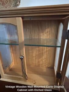 Vintage-Wooden-Wall-Mounted-Curio-Display-Cabinet-with-Etched-Glass-second-image