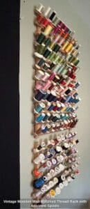 Vintage-Wooden-Wall-Mounted-Thread-Rack-with-Assorted-Spools
