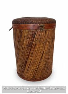 Vintage-Woven-Bamboo-and-Rattan-Hamper-with-Domed-Lid