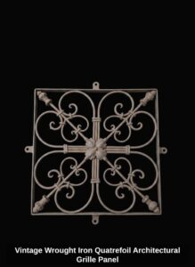 Vintage-Wrought-Iron-Quatrefoil-Architectural-Grille-Panel