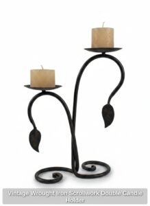 Vintage-Wrought-Iron-Scrollwork-Double-Candle-Holder