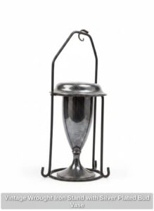 Vintage-Wrought-Iron-Stand-with-Silver-Plated-Bud-Vase