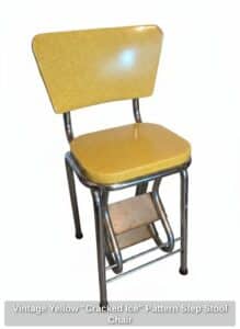 Vintage-Yellow-Cracked-Ice-Pattern-Step-Stool-Chair