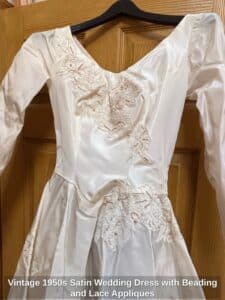 Vintage-s-Satin-Wedding-Dress-with-Beading-and-Lace-Appliques-second-image