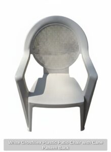 White-Grosfillex-Plastic-Patio-Chair-with-Cane-Pattern-Back