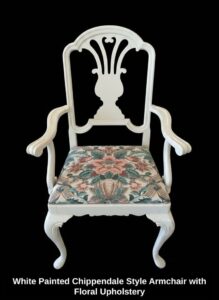 White-Painted-Chippendale-Style-Armchair-with-Floral-Upholstery