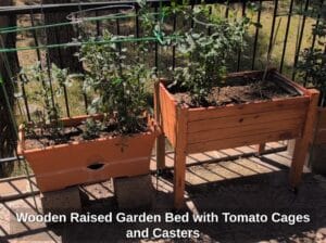 Wooden-Raised-Garden-Bed-with-Tomato-Cages-and-Casters