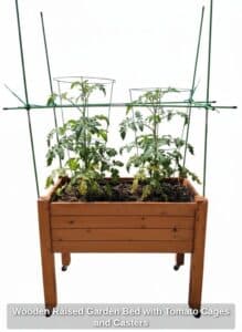 Wooden-Raised-Garden-Bed-with-Tomato-Cages-and-Casters-second-image