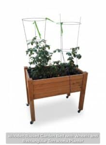 Wooden-Raised-Garden-Bed-with-Wheels-and-Rectangular-Terracotta-Planter-second-image