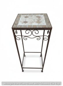 Wrought-Iron-Plant-Stand-with-Talavera-Tile-Top
