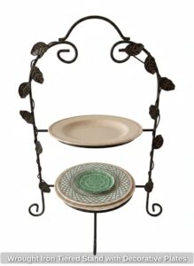 Wrought-Iron-Tiered-Stand-with-Decorative-Plates