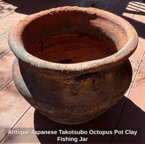 Antique-Japanese-Takotsubo-Octopus-Pot-Clay-Fishing-Jar